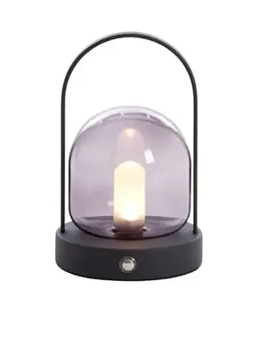 Light & Living Tafellamp LED Ø12x19 cm YEREMI glas smoke+mat zwart