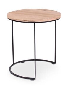 Castle Line FARO bijzettafel d50 h54 eik naturel 2 cm, metalen poten signaalzwart