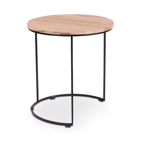 Castle Line FARO bijzettafel d50 h54 eik naturel 2 cm, metalen poten signaalzwart