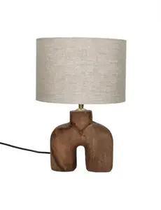 Pomax LAMPEDUSA - tafellamp - mango hout - DIA 25 x H 38 cm - bruin