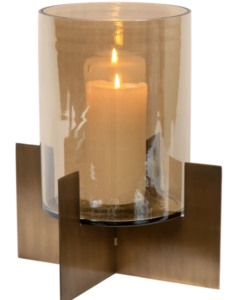 Dekocandle TH-1655 Theelightholder with luster glass - iron & glass - brass antique & brown -