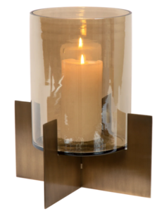 Dekocandle TH-1656 Hurricane with luster glass - iron & glass - brass antique & brown