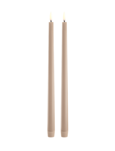 Piffany LED slim taper candle, Beige, Smooth, 2-pack, 2,3x32 cm