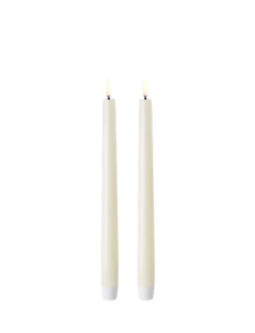 Piffany LED taper candle, Ivory, Smooth, 2-pack, 2,3x25 cm