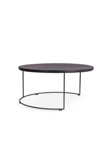 Castle Line Faro salontafel d77 h42 eik zwart 2, metalen poot signaalzwart
