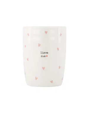 zusss Koffiemok hartjes lieve zus wit / roze wit / roze