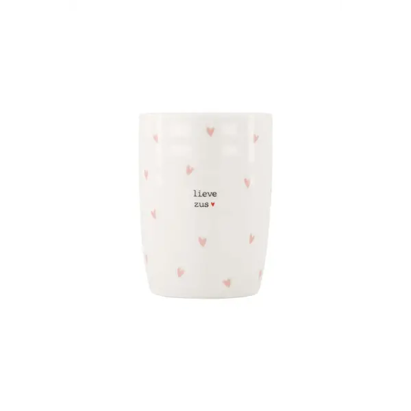 zusss Koffiemok hartjes lieve zus wit / roze wit / roze