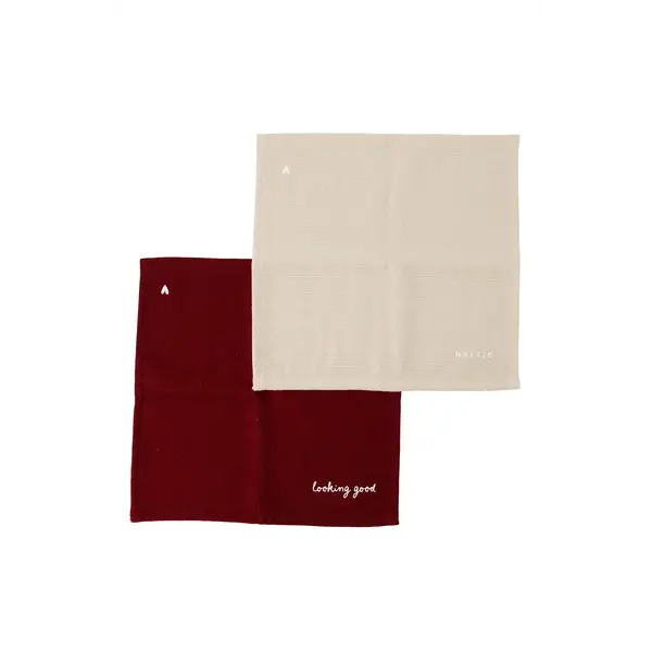 zusss set van 2 vaatdoekjes hartje zand/port