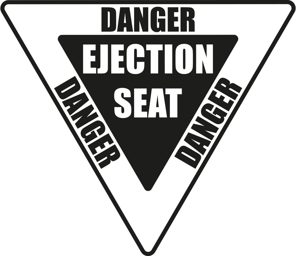 Ejection Seat Danger Decal Sticker - Aircraft / Airport Theme - Multicolor