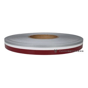 Silver - Wine Red 13 mm  Dubbele striping