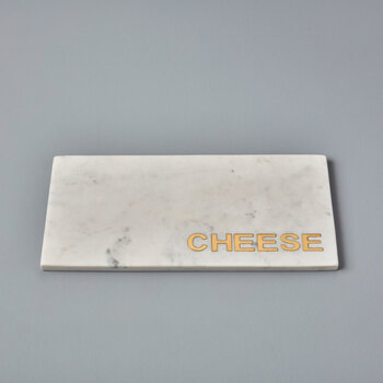 Be Home Marmeren serveerplank - wit - rechthoekig - gouden letters CHEESE - 38 x 18 cm