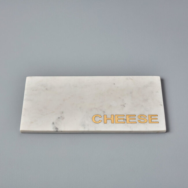 Marmeren serveerplank - wit - rechthoekig - gouden letters CHEESE - 38 x 18 cm