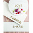 Marmeren serveerplank - wit - rechthoekig - gouden letters SHARE - 46 x 14 cm