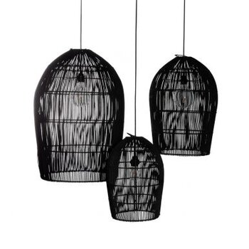 Rotan hanglamp - Zwart - Original Home - Set van 3 - Lentera - Ø60x47 cm