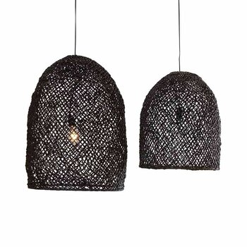 Original Home Rotan hanglamp - Zwart - Original Home - Abaca - Set van 2 - Ø 45-55 cm