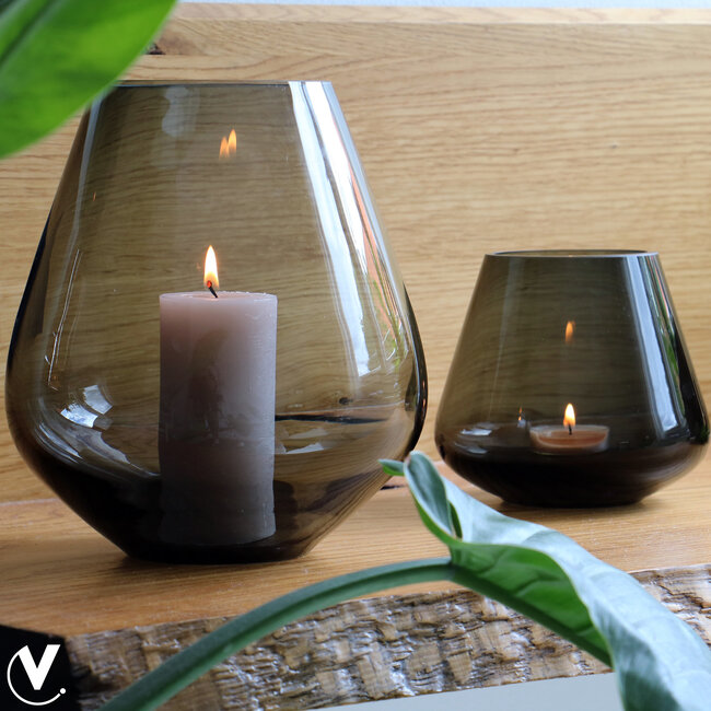 Windlicht Smoked Grey - Ø 12.5 x H11.5 cm