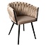 Homerebels Collection Gevlochten eetkamerstoel Sand White – beige velvet eetkamerstoel met armleuning en gevlochten rugleuning - Wave chair