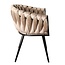 Homerebels Collection Gevlochten eetkamerstoel Sand White – beige velvet eetkamerstoel met armleuning en gevlochten rugleuning - Wave chair