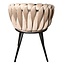 Homerebels Collection Gevlochten eetkamerstoel Sand White – beige velvet eetkamerstoel met armleuning en gevlochten rugleuning - Wave chair