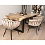 Homerebels Collection Eetkamerstoel Zand ‘Wave Chair’ – Gevlochten rugleuning – Velvet – Homerebels - 60x54x78,5 cm