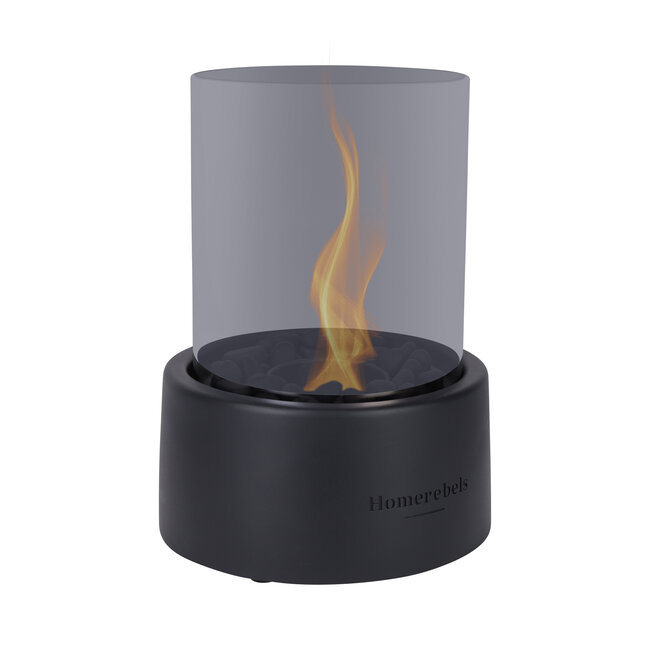 Homerebels Collection Bio-ethanol tafelhaard - Zwart met smoked glas - Homerebels - Ø 20 x H 27 cm