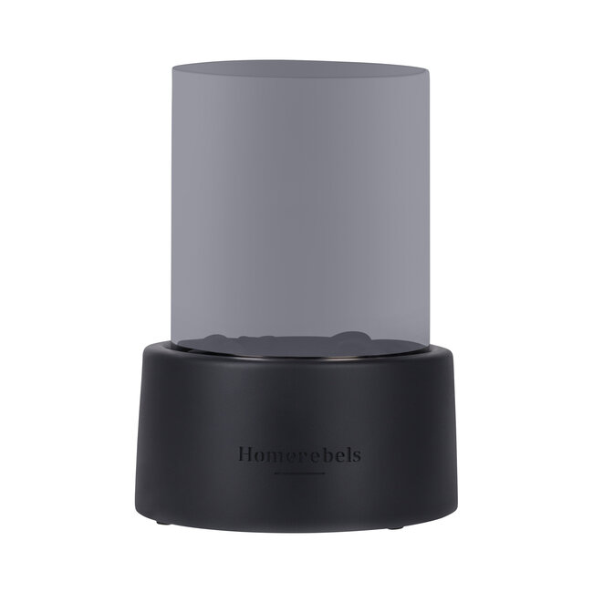 Homerebels Collection Bio-ethanol tafelhaard - Zwart met smoked glas - Homerebels - Ø 20 x H 27 cm