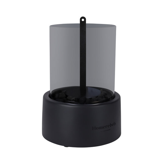 Homerebels Collection Bio-ethanol tafelhaard - Zwart met smoked glas - Homerebels - Ø 20 x H 27 cm