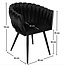 Pole to Pole Eetkamerstoel Zwart ‘Wave Chair’ – Gevlochten rugleuning – Velvet eetkamerstoel – Homerebels - Zwarte eetkamerstoel met armleuning