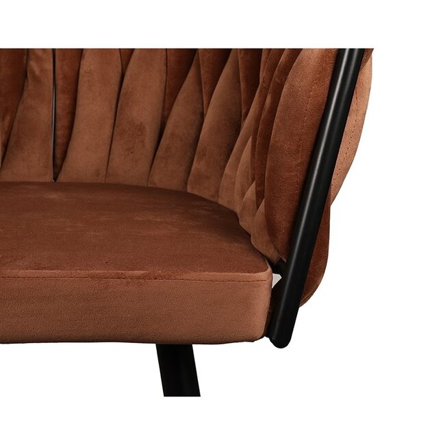 Homerebels Collection Eetkamerstoel Koper ‘Wave Chair’ – Gevlochten rugleuning – Velvet eetkamerstoel