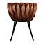 Homerebels Collection Eetkamerstoel Koper ‘Wave Chair’ – Gevlochten rugleuning – Velvet eetkamerstoel