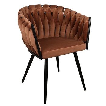 Eetkamerstoel Koper ‘Wave Chair’ – Gevlochten rugleuning – Velvet