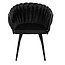 Homerebels Collection Zwarte eetkamerstoel Wave Chair – Velvet eetkamerstoel met gevlochten armleuning en rugleuning