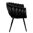 Pole to Pole Eetkamerstoel Zwart ‘Wave Chair’ – Gevlochten rugleuning – Velvet eetkamerstoel – Homerebels - Zwarte eetkamerstoel met armleuning