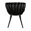 Pole to Pole Eetkamerstoel Zwart ‘Wave Chair’ – Gevlochten rugleuning – Velvet eetkamerstoel – Homerebels - Zwarte eetkamerstoel met armleuning