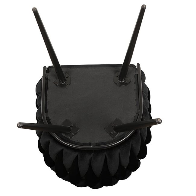 Pole to Pole Eetkamerstoel Zwart ‘Wave Chair’ – Gevlochten rugleuning – Velvet eetkamerstoel – Homerebels - Zwarte eetkamerstoel met armleuning