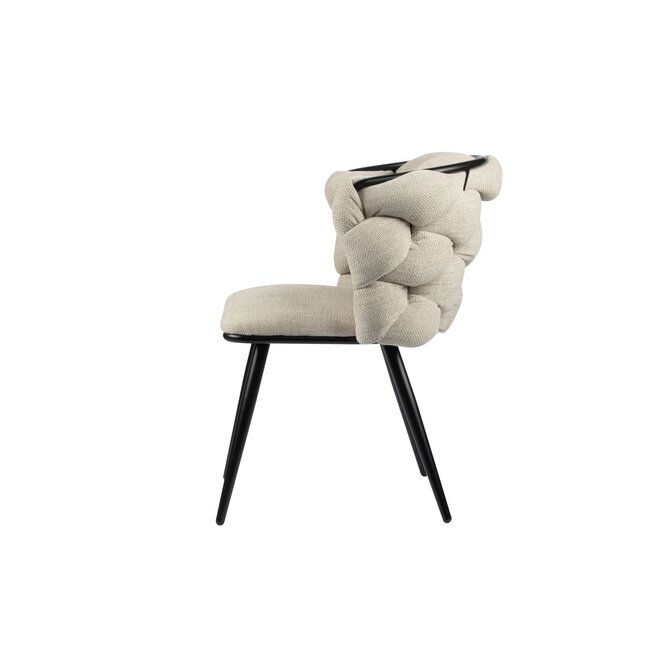 Pole to Pole Eetkamerstoel Beige ‘Rock Chair’ – Gevlochten rugleuning – Stof – Pole to Pole - 63x64x77 cm