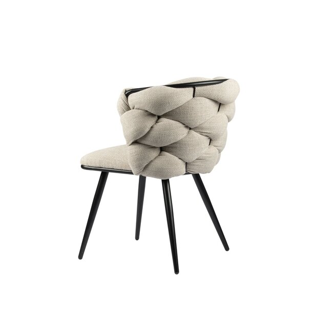 Pole to Pole Eetkamerstoel Beige ‘Rock Chair’ – Gevlochten rugleuning – Stof – Pole to Pole - 63x64x77 cm