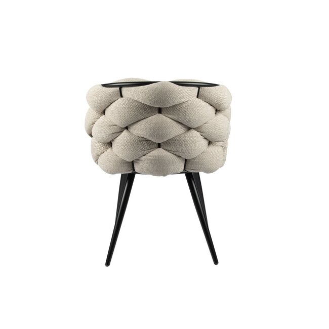 Pole to Pole Eetkamerstoel Beige ‘Rock Chair’ – Gevlochten rugleuning – Stof – Pole to Pole - 63x64x77 cm