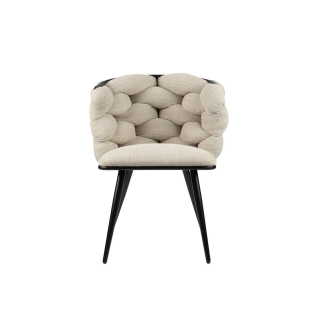 Pole to Pole Eetkamerstoel Beige ‘Rock Chair’ – Gevlochten rugleuning – Stof – Pole to Pole - 63x64x77 cm