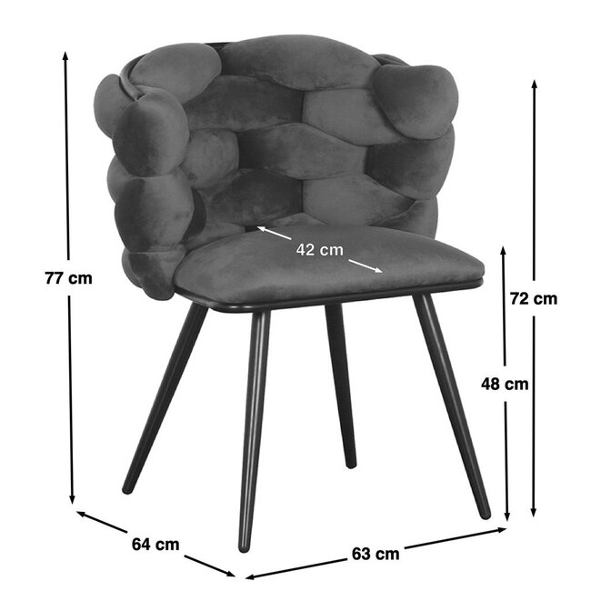 Pole to Pole Eetkamerstoel  Goudbruin ‘Rock Chair’ – Gevlochten rugleuning – Stof – Pole to Pole  - 63x64x77 cm