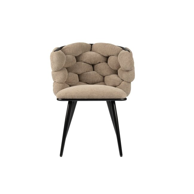 Pole to Pole Eetkamerstoel  Goudbruin ‘Rock Chair’ – Gevlochten rugleuning – Stof – Pole to Pole  - 63x64x77 cm