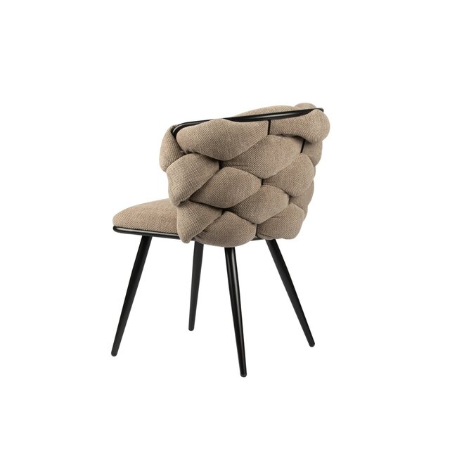 Pole to Pole Eetkamerstoel  Goudbruin ‘Rock Chair’ – Gevlochten rugleuning – Stof – Pole to Pole  - 63x64x77 cm