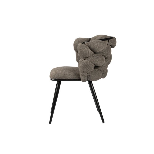 Pole to Pole Eetkamerstoel Taupe ‘Rock Chair’ – Gevlochten rugleuning  - Stof -  Pole to Pole - 63x64x77 cm