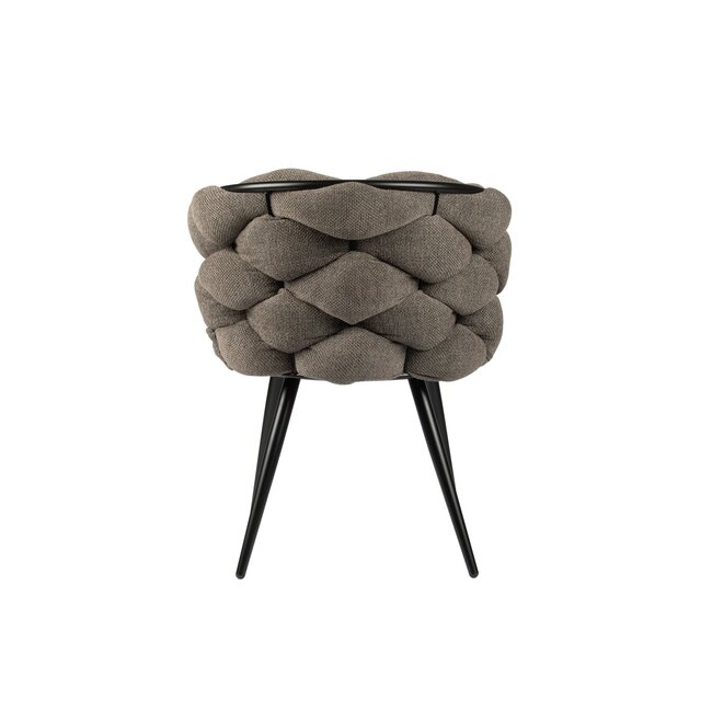 Pole to Pole Eetkamerstoel Taupe ‘Rock Chair’ – Gevlochten rugleuning  - Stof -  Pole to Pole - 63x64x77 cm