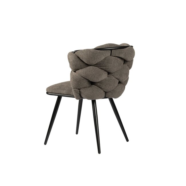 Pole to Pole Eetkamerstoel Taupe ‘Rock Chair’ – Gevlochten rugleuning  - Stof -  Pole to Pole - 63x64x77 cm