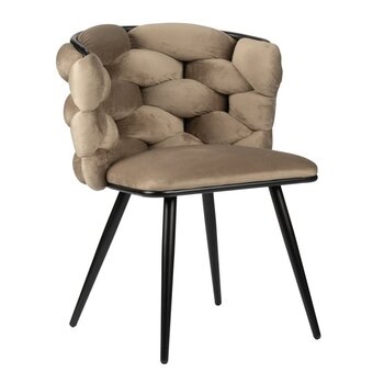 Eetkamerstoel Zand ‘Rock Chair’ – Gevlochten rugleuning – Velvet