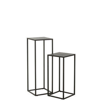 J-Line Set Of 2 Side Tables Square Metal Black
