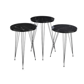 J-Line Set Of 3 Sidetables Pb/Metal Black