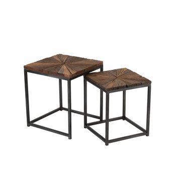 J-Line Set Of 2 Sidetables Shanil Wood/Iron Natural/Grey