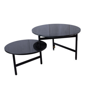 PTMD Waze Black Marble iron coffeetable marble top rnd